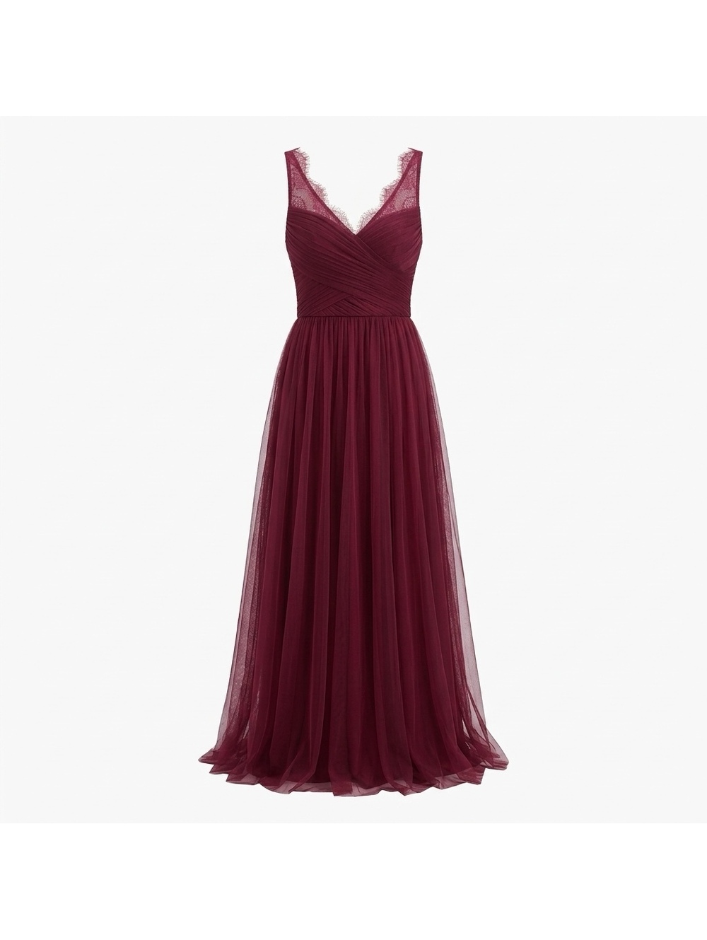 hitherto Burgundy Lace and Mesh Formal Dress Size 2